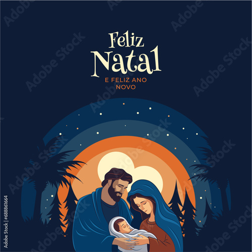 Noite de Natal. Nascimento de Jesus Cristo. Feliz Natal. familia sagrada