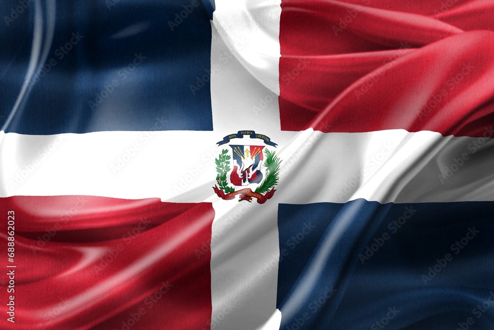 Fototapeta premium Dominican Republic flag - realistic waving fabric flag