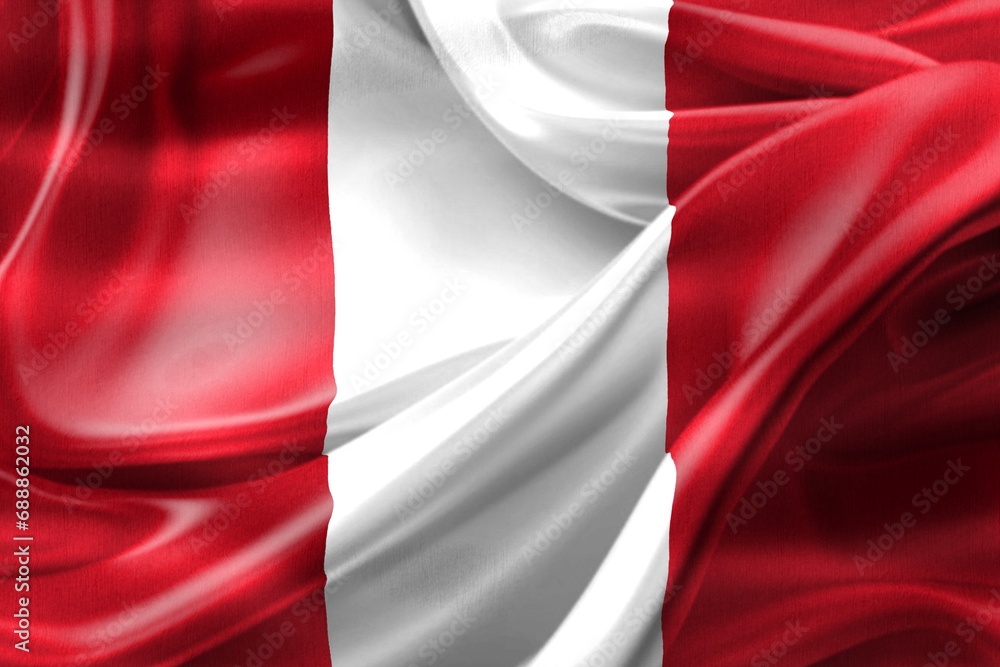 3D-Illustration of a Peru flag - realistic waving fabric flag