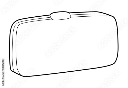 Minaudiere clutch silhouette bag. Fashion accessory technical illustration. Vector satchel front 3-4 view for Men, women, unisex style, flat handbag CAD mockup sketch outline isolated