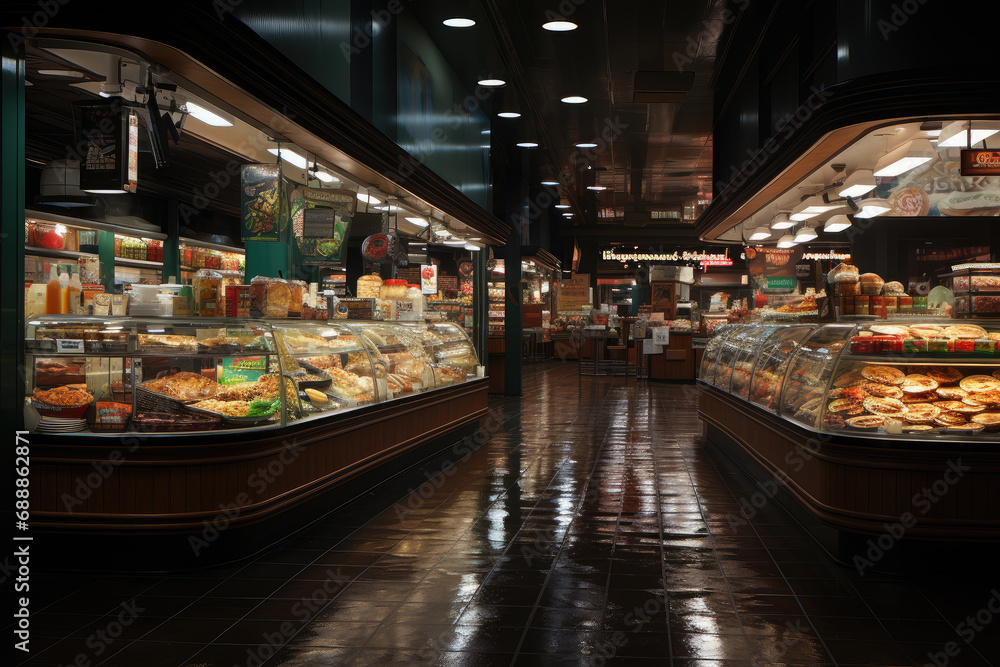 Interior of asian city supermarket