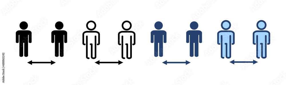 Social distance icon vector. social distancing sign and symbol. self quarantine sign Social distance icon vector. social distancing sign and symbol. self quarantine sign
