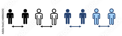 Social distance icon vector. social distancing sign and symbol. self quarantine sign