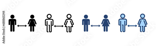 Social distancing vector. social distance sign and symbol. self quarantine sign