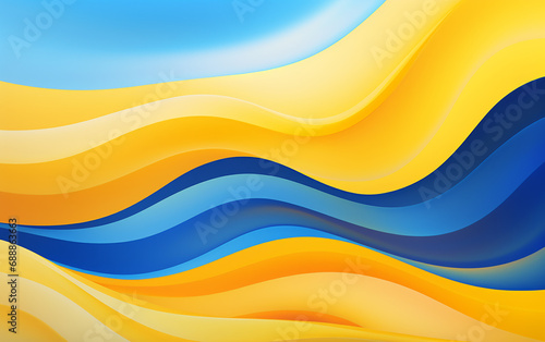 Ondas abstratas azuis e amarelas