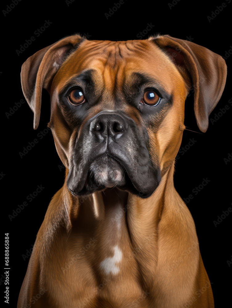 Boxer Dog Studio Shot on Clear Isolated Background, Generative AI