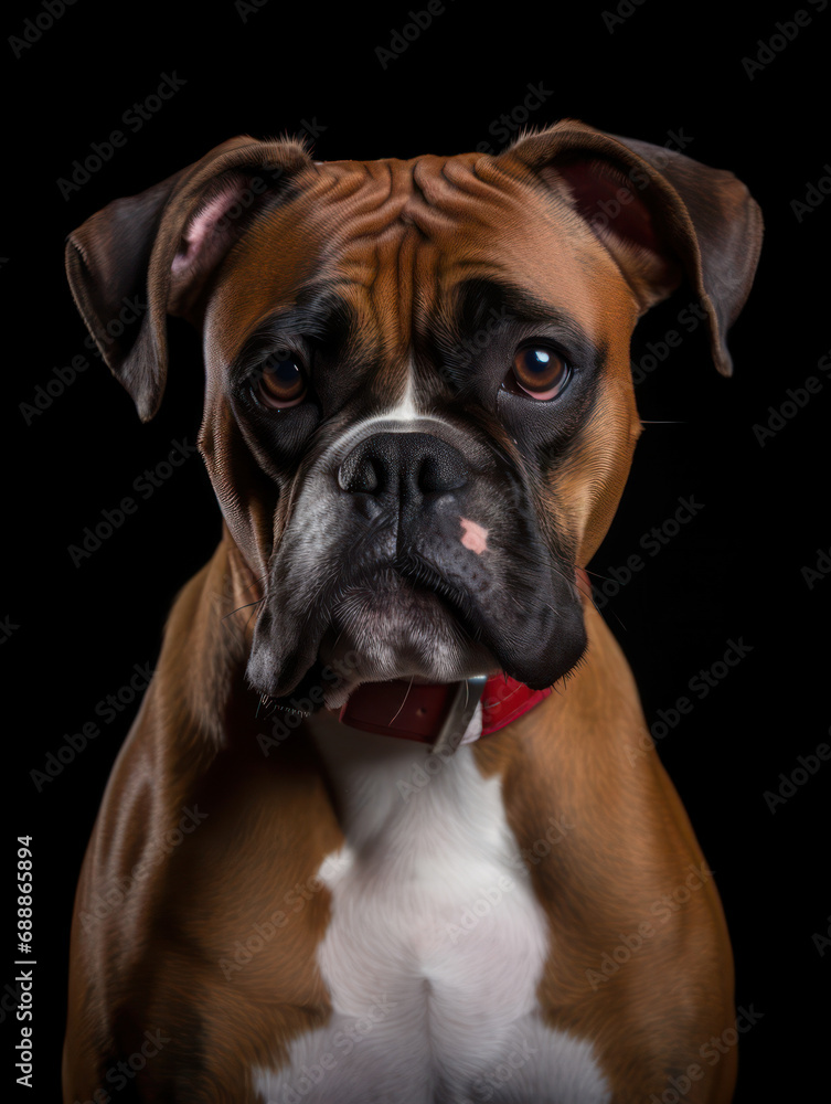 Boxer Dog Studio Shot on Clear Isolated Background, Generative AI