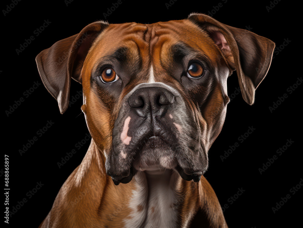 Boxer Dog Studio Shot on Clear Isolated Background, Generative AI