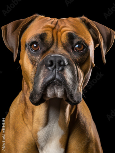 Boxer Dog Studio Shot on Clear Isolated Background, Generative AI