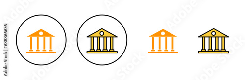 Bank icon set for web and mobile app. Bank sign and symbol, museum, university