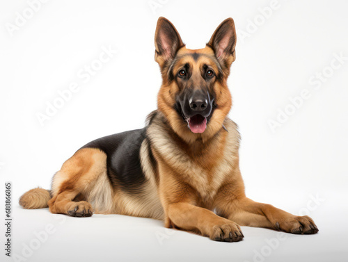 German Shepherd Dog Studio Shot on Clear Isolated Background, Generative AI