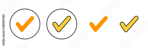 Check mark icon set for web and mobile app. Tick mark sign and symbol