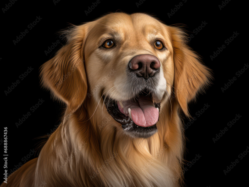 Golden Retriever Dog Studio Shot on Clear Isolated Background, Generative AI