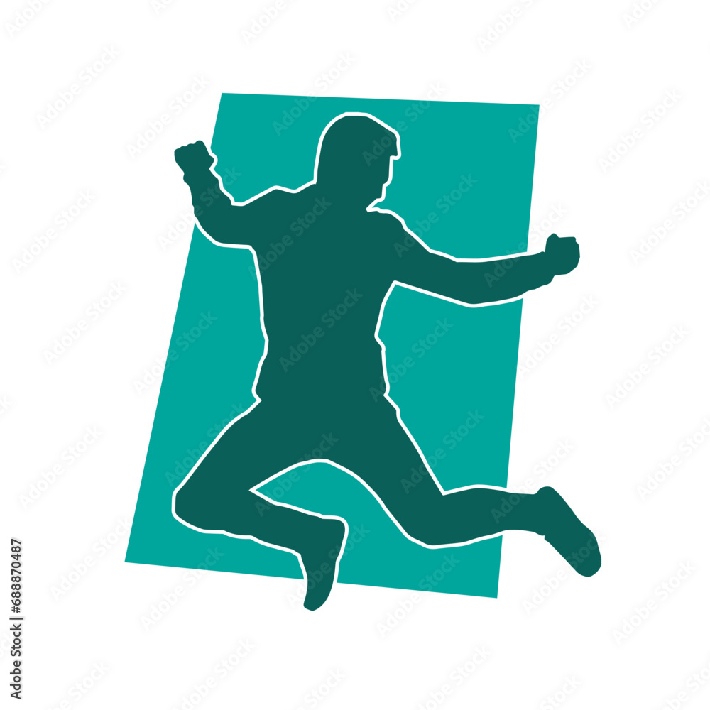 Silhouette of a man jumping pose. Silhouette of a casual male jump. Silhouette of a man jumping pose. Silhouette of a casual male jump.