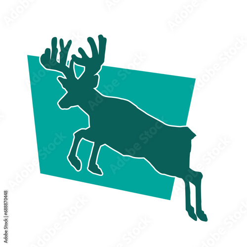 Silhouette of a wild deer forest animal with beautiful antlers. 