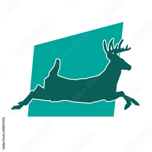 Silhouette of a wild deer forest animal with beautiful antlers. 