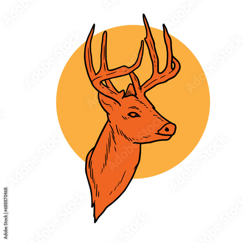 Lineart drawing of deer head for logo or any related graphic purpose.