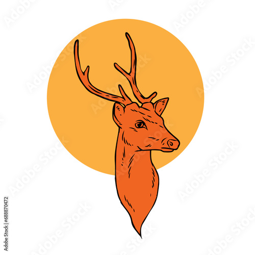 Lineart drawing of deer head for logo or any related graphic purpose.
