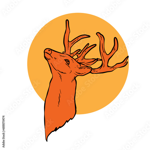 Lineart drawing of deer head for logo or any related graphic purpose.