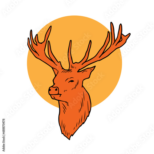 Lineart drawing of deer head for logo or any related graphic purpose.