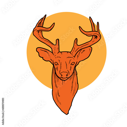 Lineart drawing of deer head for logo or any related graphic purpose.