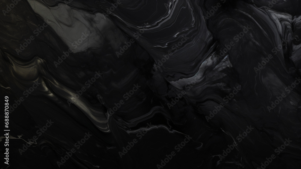 Obraz premium black marbled texture, smooth glossy finish, black background, water color splash mark, abstract, background, wallpaper, website, design, header