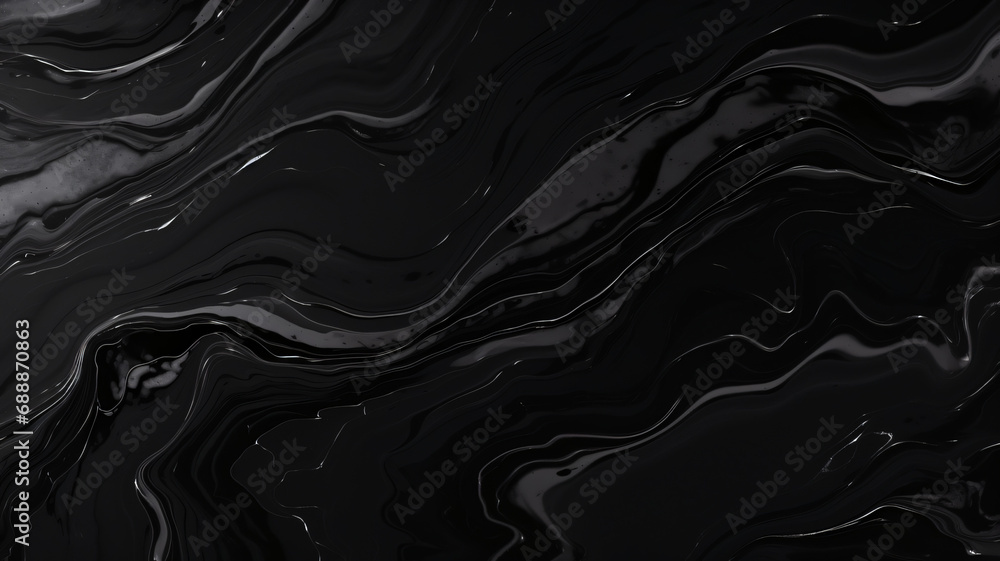 black marbled texture, smooth glossy finish, black background, water color splash mark, abstract, background, wallpaper, website, design, header - obrazy, fototapety, plakaty 