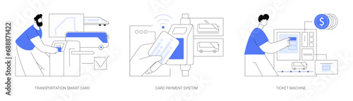 Public transport payment methods isolated cartoon vector illustrations se