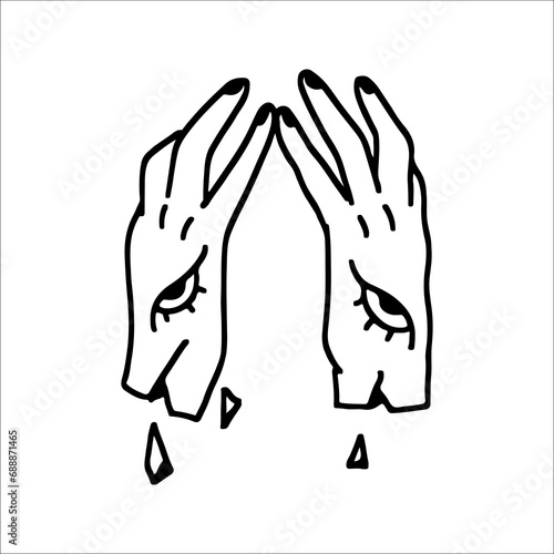 vector illustration of hand with eyes