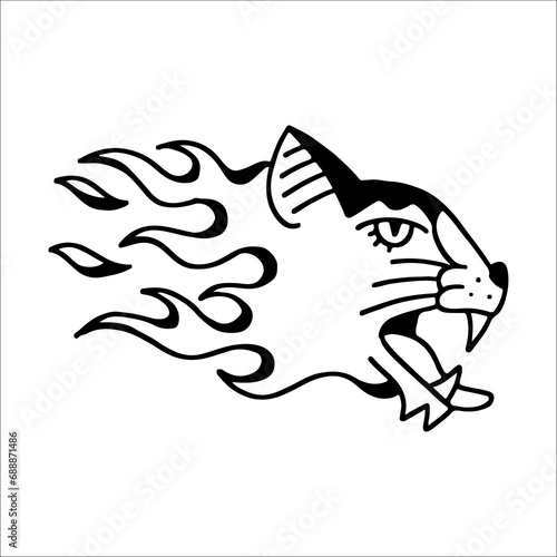 vector illustration of tiger with fire concept