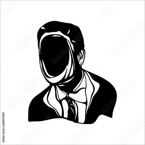 vector illustration of a man with a hollow face