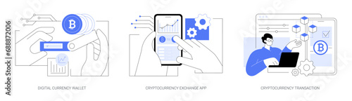 Cryptocurrencies applications isolated cartoon vector illustrations se