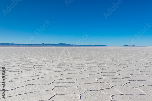 Landscape of the Uyuni Salt Flat, in Bolívia.