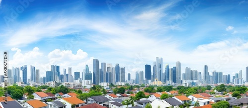 Residential area of Singapore with cityscape.