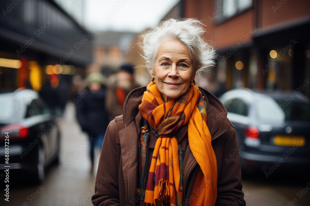 Casual winter style of white senior lady Casual winter style of white senior lady