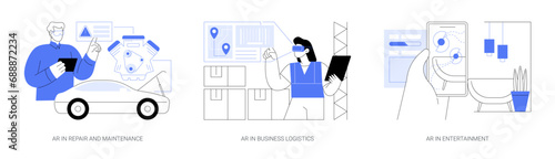 Augmented reality isolated cartoon vector illustrations se