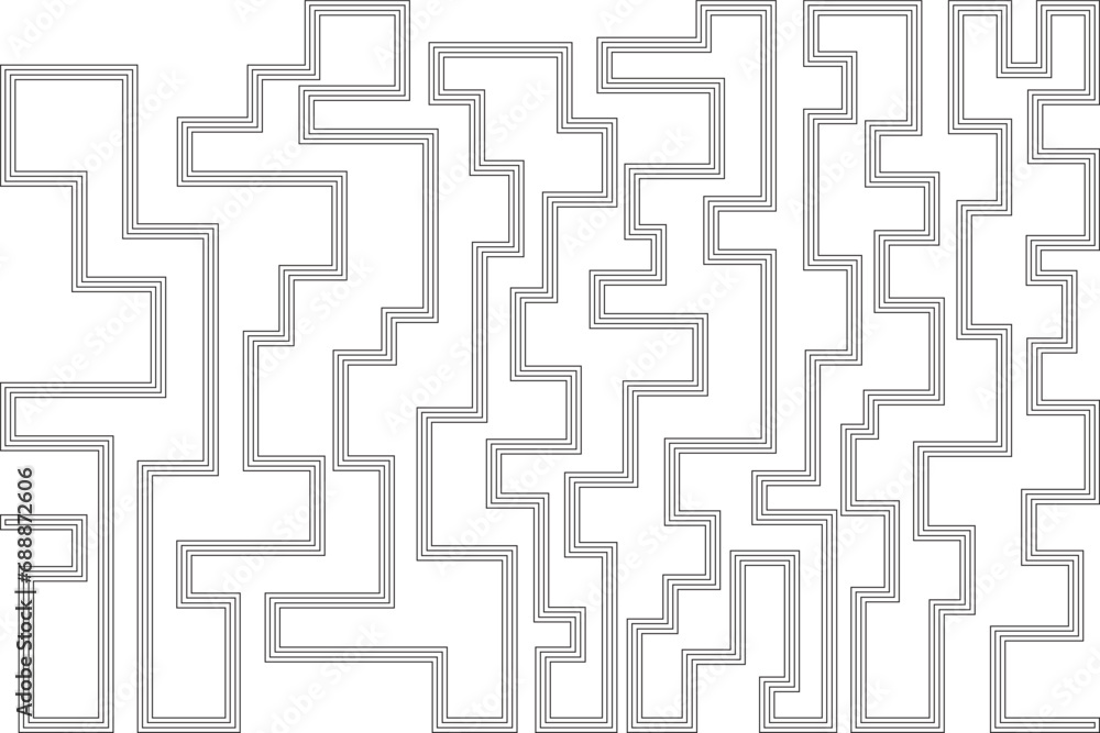 Abstract of background vector. Design labyrinth of line black on white background. Design print for illustration, textile, puzzle, magazine, cover, card, background, wallpaper. Set 8A