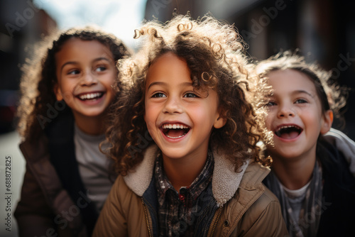 Happy young mixed race child