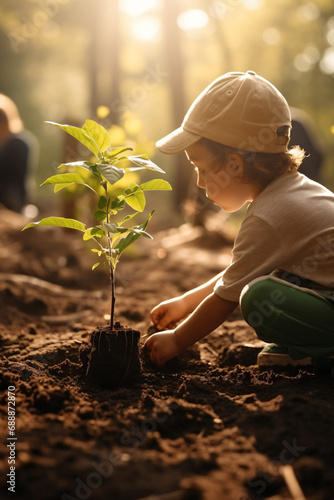 未来のリーダーを育てる：子供のコミュニティ活動への参加の重要性、持続可能な植栽とエコフレンドリーの重要性, AI Generative photo