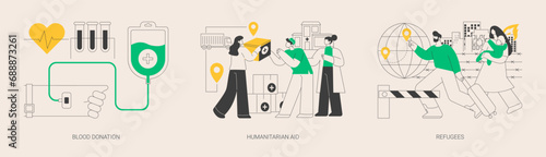Humanitarian help abstract concept vector illustrations.