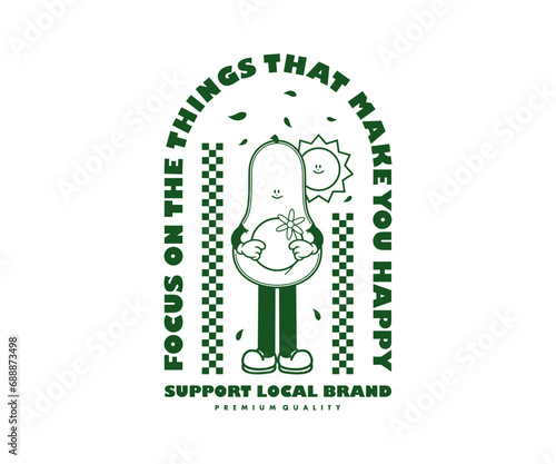 cartoon character of avocado Graphic Design for T shirt Street Wear and Urban Style