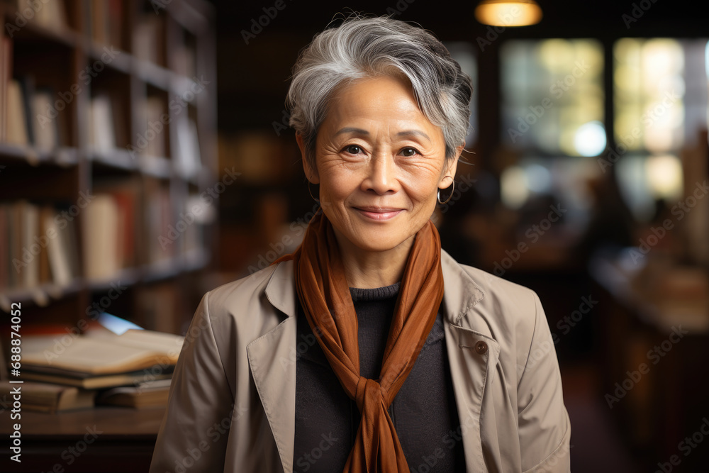 Asian professor woman - obrazy, fototapety, plakaty 