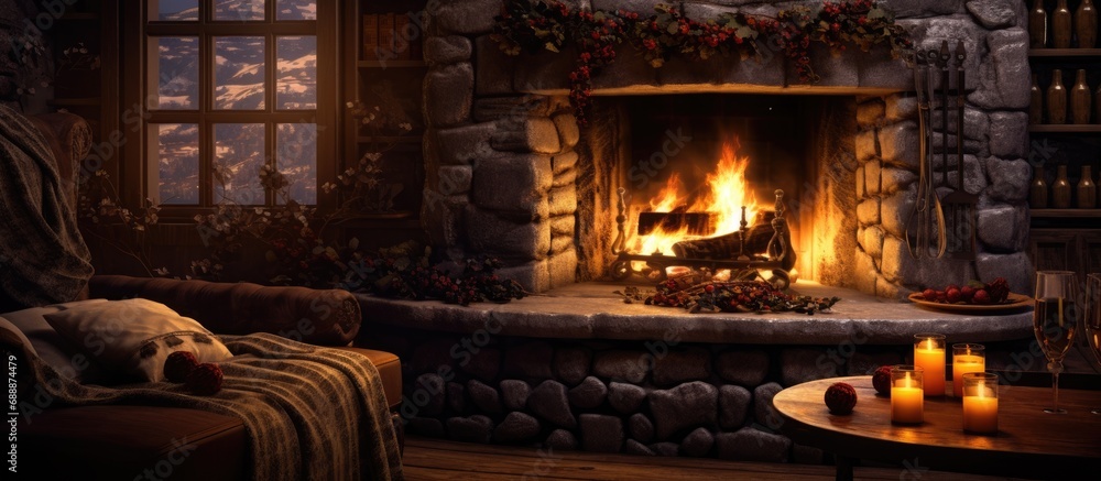 Cozy fireplace and tasty spiced wine.