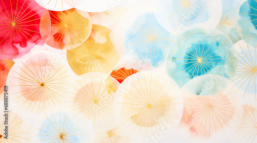和風の水彩の花柄背景 photo