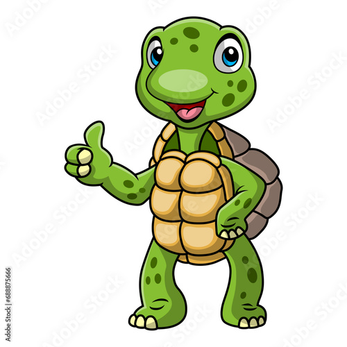 Cute turtle cartoon giving thumb up