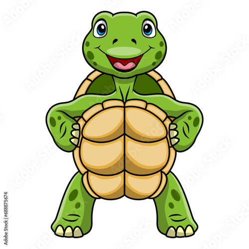 Cute turtle cartoon on white background