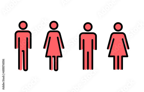Man and woman icon set illustration. male and female sign and symbol. Girls and boys
