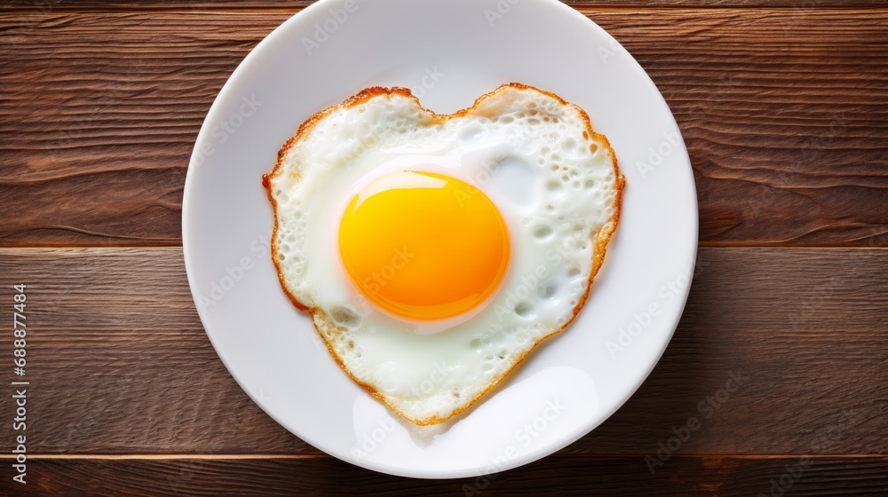 A fried egg in the shape of a heart on a plate A fried egg in the shape of a heart on a plate