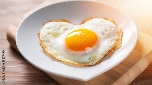 A fried egg in the shape of a heart on a plate