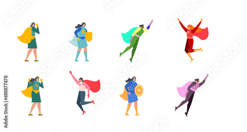 women super hero power flat illustration © Alpha Illustration